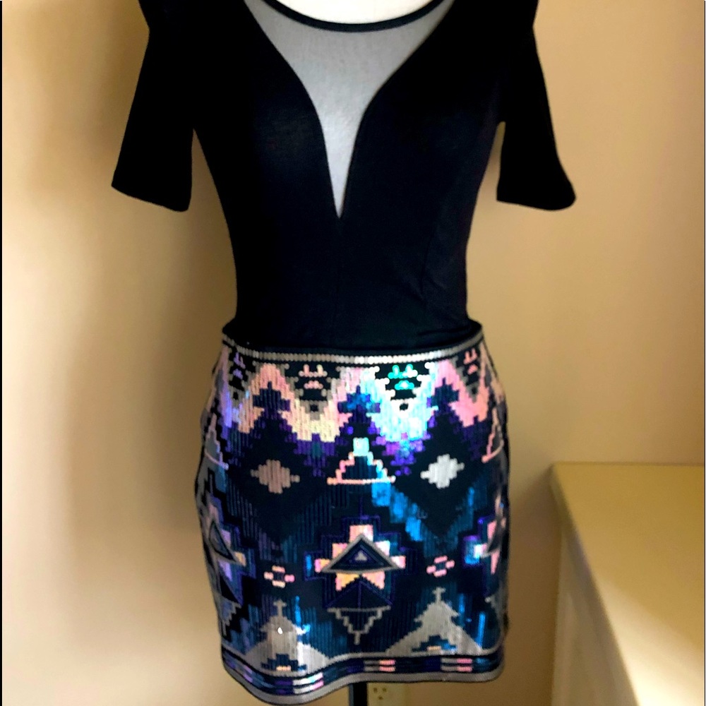 Express Sequined Mini Skirt
